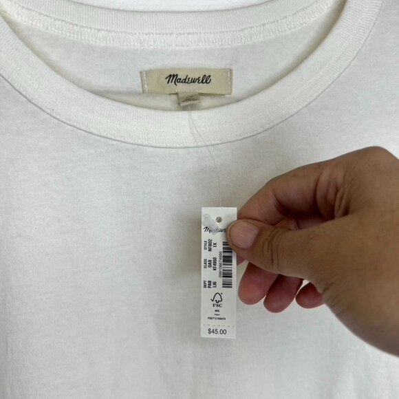 Madewell Womens 1X Off-White Cotton T-Shirt Short Sleeve Tee NWT - Picture 3 of 5